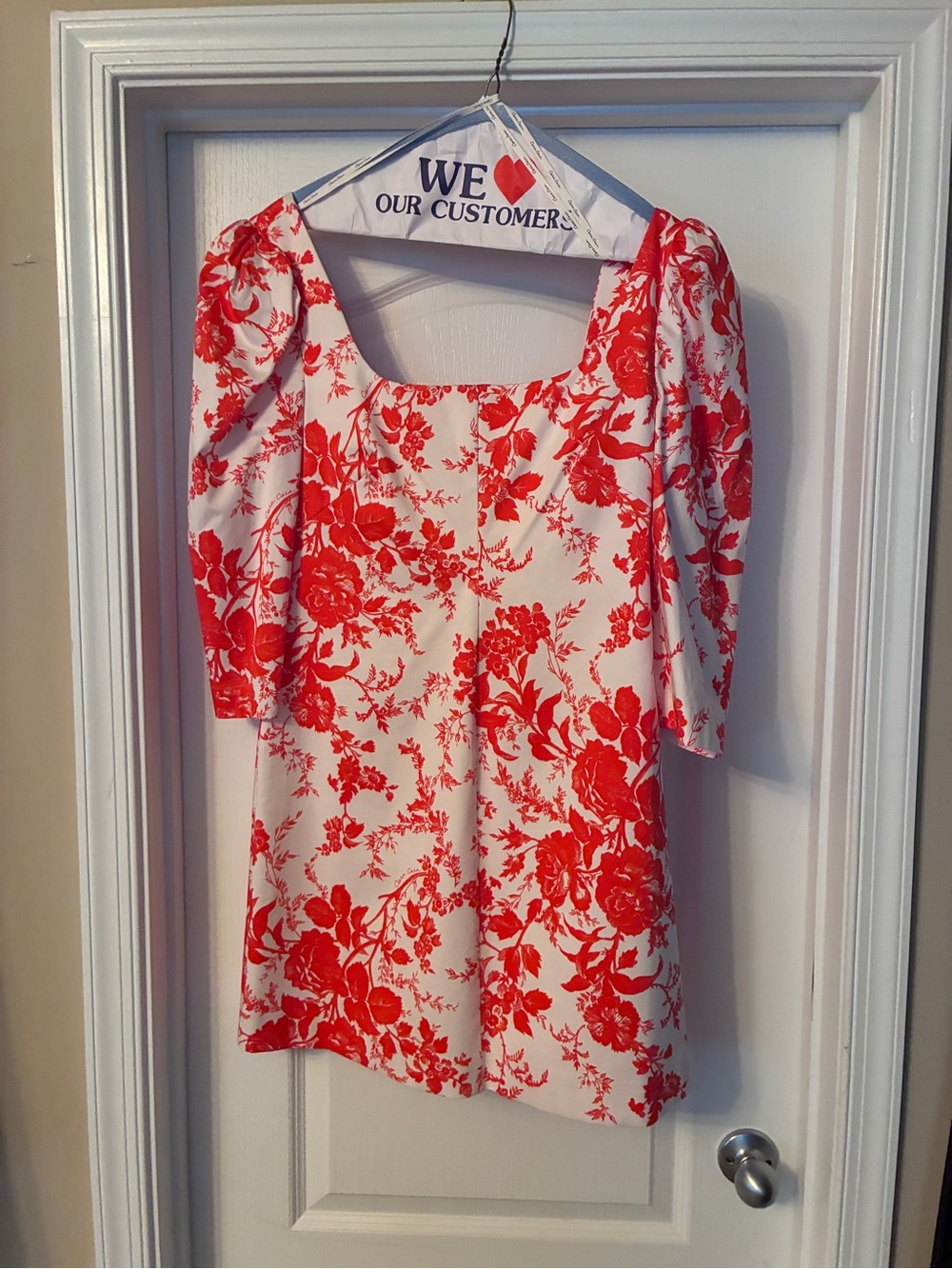 Cara Cara Cream Mini Dress with Orange Floral Print